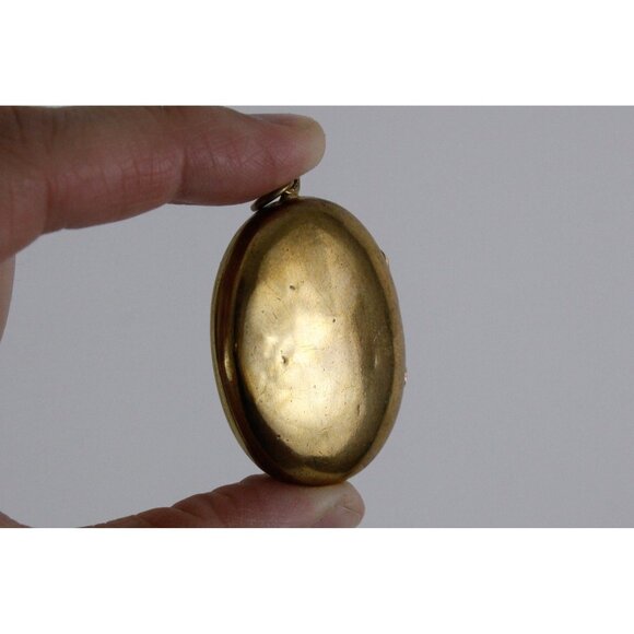 Victorian gilt stash locket Amity Eternity Infinity, antique monogram locket - Picture 4 of 10